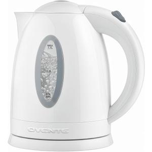 OVENTE Electric Kettle, 1.7L Fast Boiling Water Heater for Coffee or Tea, BPA Free with Water Level Gauge, Auto Shut-Off, Boil-Dry Protection, Indicator Light and Removable Filter, White