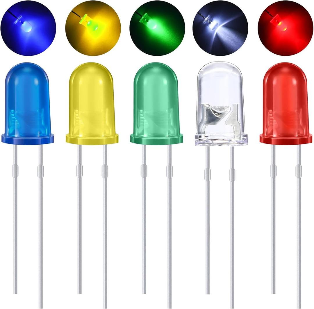 EBOOT 100 Pieces Clear LED Light Emitting Diodes Bulb LED Lamp, 5 mm (5 Colors)