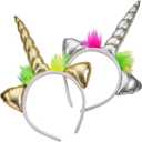 7 x Unicorn Collection - Sparkly Flexible Unicorn Horns, Party Hats for Girls, Kids' Birthday Party Supplies (Pack of 12)