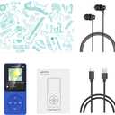 AGPTEK A02S 16GB MP3 Player, 70 Hours Playback Lossless Sound Music Player, Supports up to 128GB, Dark Blue