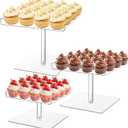 AHANDMAKER 3-Piece Acrylic Tiered Serving Tray Set 10x10in 9x9in 8x8in Clear Dessert Display Stand for Wedding Birthday Party Shower Christmas Table Decoration