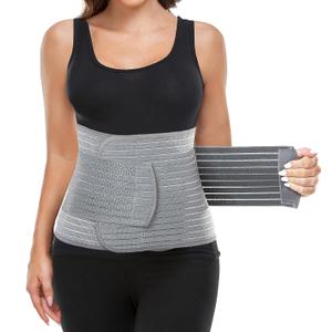 MAMODY Postpartum Belly Wrap, Postpartum Belly Band, Abdominal Binder (Polyester Made with Bamboo Charcoal Fiber),S/M (Gray, S)