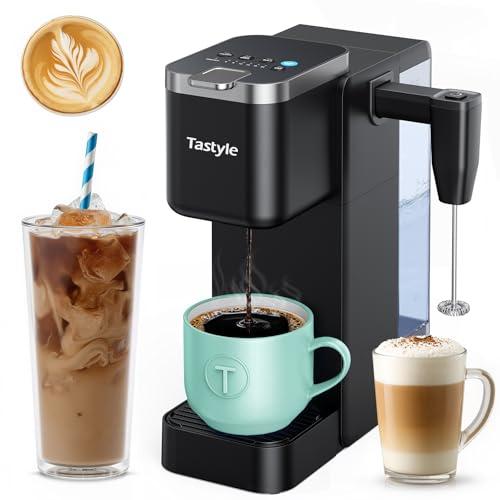 Tastyle Single Serve Coffee Maker with Built-in Detachable Milk Frother, Iced and Hot Coffee Machine for K Cup & Grounds, 40oz Removable Water Reservoir, 6 Cup Sizes, Fits 7.3" Travel Mug, Black Tastyle Single Serve Coffee Maker with Built-in Detachable Milk Frother, Iced and Hot Coffee Machine for K Cup & Grounds, 40oz Removable Water Reservoir, 6 Cup Sizes, Fits 7.3" Travel Mug, Black
