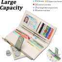GAEKEAO Womens Wallet Slim Thin RFID Blocking Floral Vegan Leather Card Holder Bifold Long Ladies Wallet with Zipper Pocket