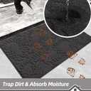 BEQHAUSE Door Mats 32x48, Dirt Trapper Doormats Indoor, Non-Slip Washable Entryway Rugs, Super Absorbent Welcome Mat for Front Door, Mud Shoes & Paws, Dark Grey