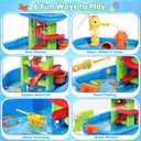 Toddler Water Table - Sensory Table for Kids with 28 Piece Sand Water Toy Set, Outdoor Water Play Table with Rain Shower Sprinkler, Summer Birthday Gift STEM Toy for Boys Girls Ages 3 4 5 6 7 8