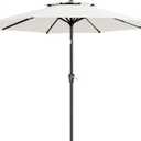 JEAREY 9' 2-Tiers Patio Umbrellas Outdoor Table Market Umbrella w/Push Button Tilt/Crank, 8 Sturdy Ribs, UV Protection Waterproof Sunproof(Cream White)