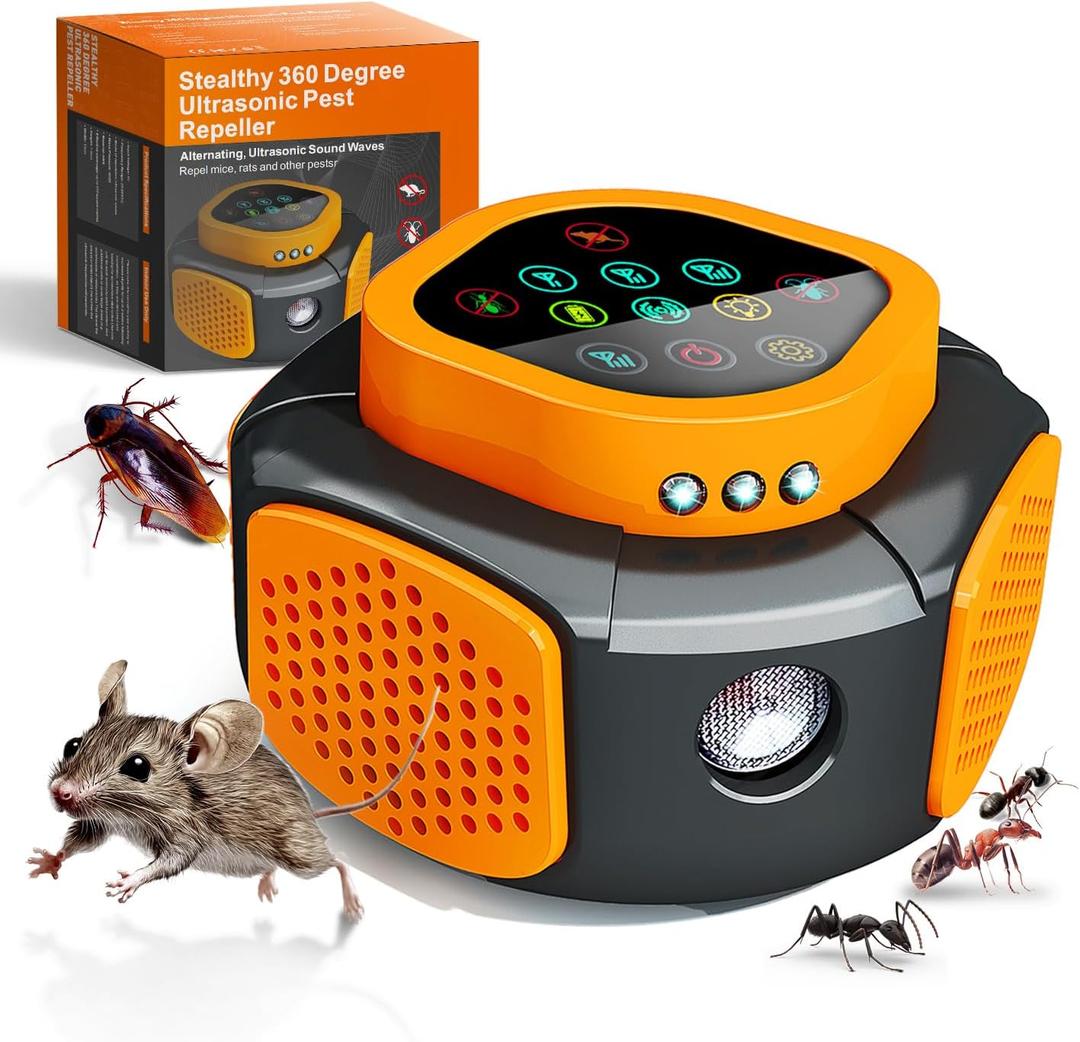 Ultrasonic Pest Repellent Plug in, Indoor Pest Rodent Control for Roach, Mosquito, Mouse, Bugs, Rodent, Mice, Spider, Ant, Electronic Repellent Device with 5 Mode Switching