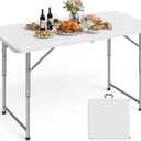 Pureegg 4FT Folding Table - No Assembly Required, Versatile Dining Table with Carrying Handle & Tabletop Safety Lock, Portable Foldable Table for Party, Craft, Camping, Picnic, White, 4TF