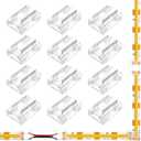 EMITEVER 8-in-1 LED Strip Connectors 12pcs, 2 Pin 8mm COB Tape Lights Terminal Connectors 8 Types Solderless Transparent Connection for 5V 12V 24VStraight, Corner, Strip to Strip, Strip to Wire