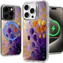 Magnetic Clear Case for iPhone 15 Pro Max, Flower Printing Pattern Design for Women Girls Shockproof Floral Protective Case, Compatible with MagSafe, 6.7 (Pic 13)