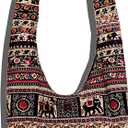 Hippie Crossbody Bag Thai Top Zip Hobo Sling Bag Handmade Hipster Messenger Bag (Queen-026-902)