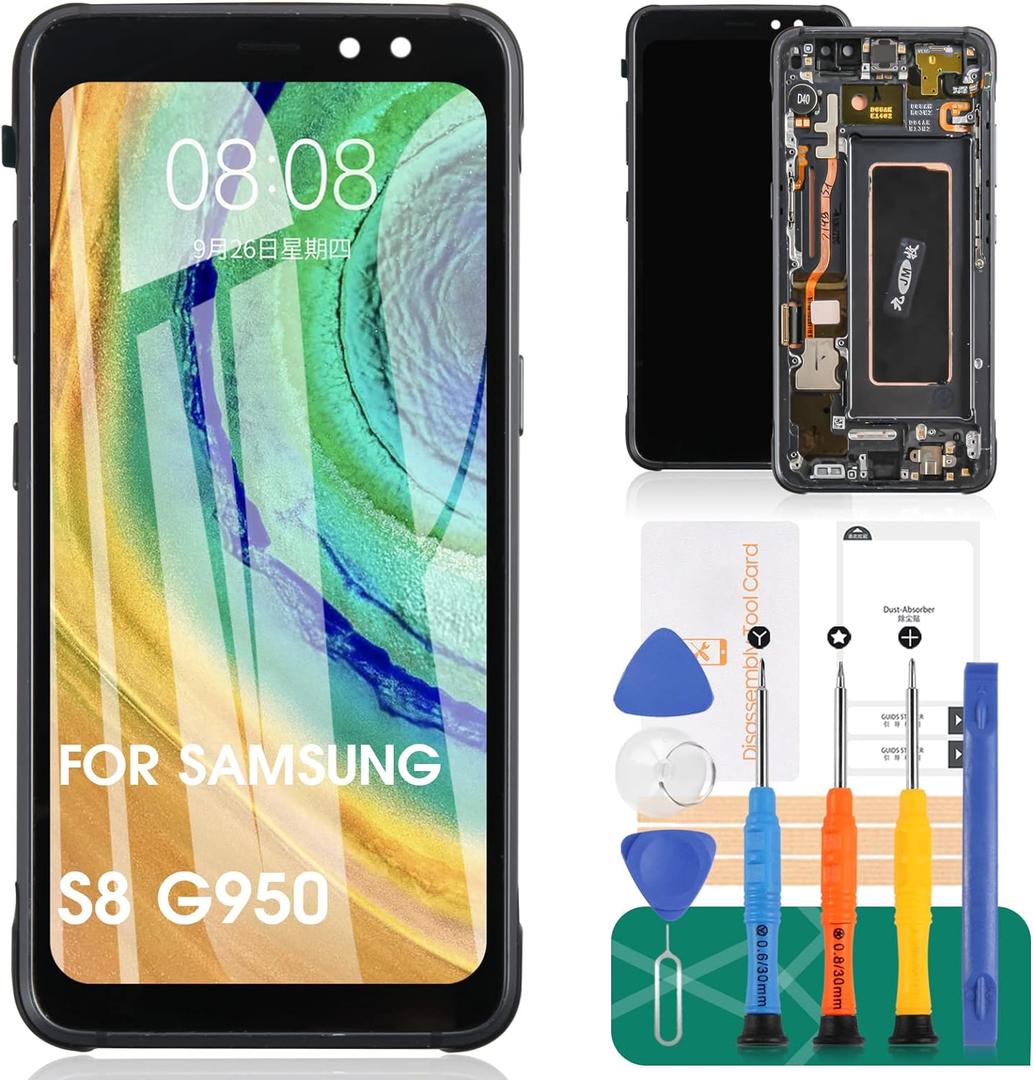 Original for Samsung Galaxy S8 Screen Replacement for Galaxy S8 LCD for Galaxy S8 Display for SM-G950F SM-G950U Digitizer Touch Screen Assembly Repair Part with Frame (Not for S8 Plus)
