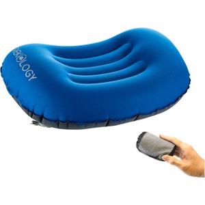 TREKOLOGY Aluft 1.0 Comfy Inflatable Camping & Backpacking Pillow - Perfect for Sleeping, Air Travel, Beach - Quick & Easy to Inflate and Deflate Camper Pillow (Deep Blue)