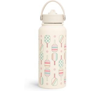 Pickleball Water Bottle 32oz Stainless Steel Insulated Vaccum with Lid, Pickleball Gifts for Pickleball Players, Pickleball Lovers, Women Girls Ladies