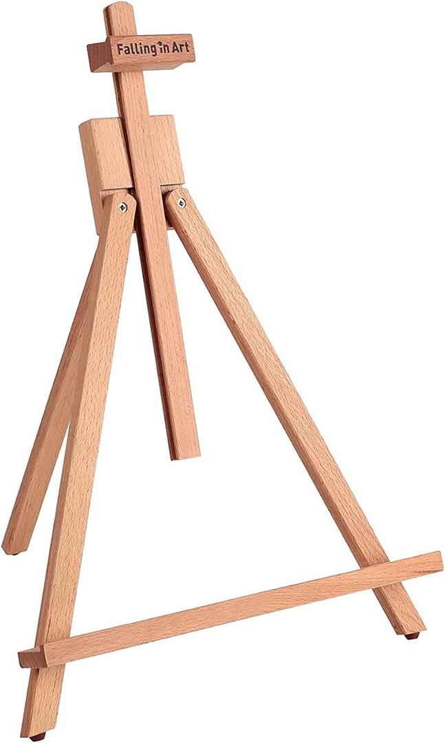 Falling in Art Beechwood 25" Tabletop Easel Display Stand for Painting - Holding Canvas Up to 22 1/2 Inches High, A-Frame Artist Tripod with Rubber Feet, Portable Photo and Sign Holder