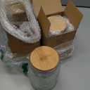 WHJY Glass Storage Container with Lid, Airtight Glass Jars, Farmhouse Tea Canister, Dog Treat Jar for Pet, Glass Candy Cookies Coffee Canister Jar Bath Salt Container - 24 oz, Sunflower