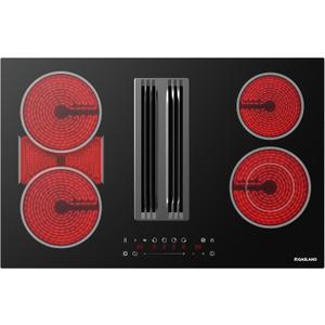 GASLAND 31.5 Inch Electric Cooktop with Downdraft Exhaust, 4 Burners 80cm Glass Radiant Stovetop 220V, 3-speed Max. 330 CFM Downdraft Vent