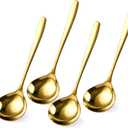 4 Piece 1 oz Gold Small Ladle, 8 Inch 304 Stainless Steel Soup Ladle for Serving, Gravy Spoon for Sauces, Dishwasher Safe
