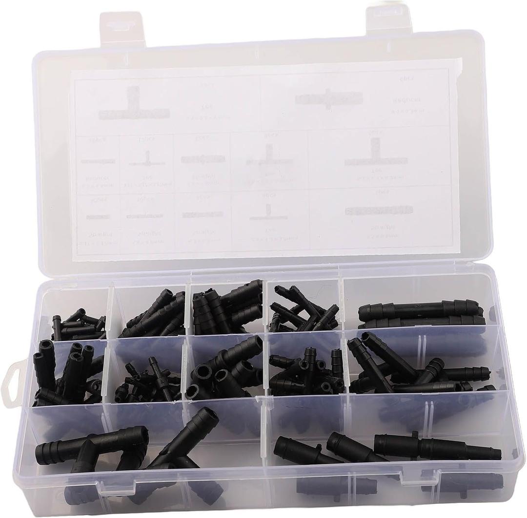 Complete 125 PCS Hose Connector Set for Automotive Use Include Straight and Reducer Options