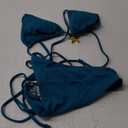 SHENHE Women's Triangle String Bikini Set 2 Piece Halter Swimsuits Starfish Metal Linked Swim Set (Medium, Blue)