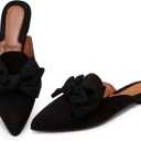 Rilista Mules for Women Slip On Comfortable Pointed Toe Womens Loafers Women's Flats for Women's Mules & Clogs (7.5, Black)