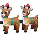 8 FT Lighted Christmas Inflatable Santa Claus on Sleigh with Three Reindeer – Outdoor Indoor Holiday Decoration with Built-in LED Lights Self-Inflating Blower Blow-Up Lawn Yard Home Party Décor