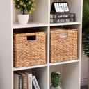 11x11in Wicker Storage Basket Set of 2 Collapsible Hyacinth Cube Storage Baskets,Storage Bins for Organizing Storage Basket with Built-in Handles
