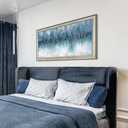 Blue Wall Art Abstract Painting: Abstract Canvas Wall Art - Navy Blue Framed Canvas Artwork for Living Room Wall Decor - Large 60"x30"