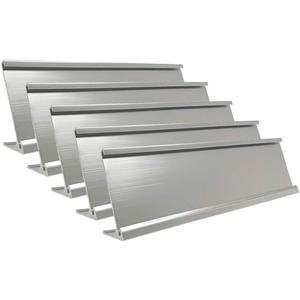 2" x 10" Aluminum Name Plate Desk Holder, Office Business Desk Sign Holder Desktop-5 Pack (Silver)