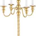 Gold 5 Arm Floor Candelabra - 28" Metal Spiral Candle Holder, Antique Candle Opera Centerpiece Stand for Events, Ceremony Aisle Reception
