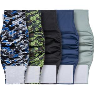 Pet Soft Dog Diapers Male, 5 Pack Male Dog Belly Bands, High Absorbing Washable Males Dog Wraps for Doggie Puppy(Camo, XL)