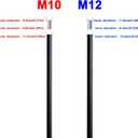Matte Black M12 Threaded Extension Rod for Pendant Light, Island Lighting, Chandeliers,lighting fixture downrods & stems,12 Inches 13.5mm OD (0.531) x 300mm L (11.81)