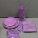 Lavender Plates, Purple Plastic Dinnerware Set,Party Supplies Including purple plates, 12OZ Cups, plastic Cutlery and Paper Napkins Serve 30 Guests, Disposable Plates for Party