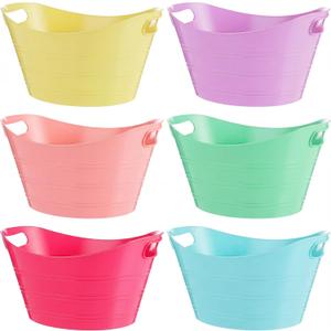 Patelai 6 Pcs Plastic Ice Buckets with Handles,7 Liter,Fresh Color
