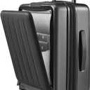 NINETYGO Carry on Luggage 22X14X9 Airline Approved with Front Pocket, 20 Inch Luggage with Front Compartment, Expandable, Double Spinner Wheels, Hardsided PC, TSA Lock (Black, Seine Max)