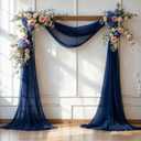 Wedding Arch Draping Fabric, 1 Panel 6 Yards Wedding Backdrop Curtains for Ceremony Navy Blue Sheer Fabric Curtains for Party Ceremony Arch Stage Decorations1 Panel, Navy Blue
