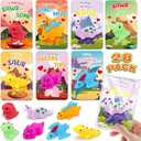 Valentines Day Cards for Kids School, 28 Pcs Cute Dinosaur Squeeze Toys with Kids Valentines' Cards, Valentines' Day Exchange Gifts for Kids, Ideal Valentines' Party Favor Classroom Prizes