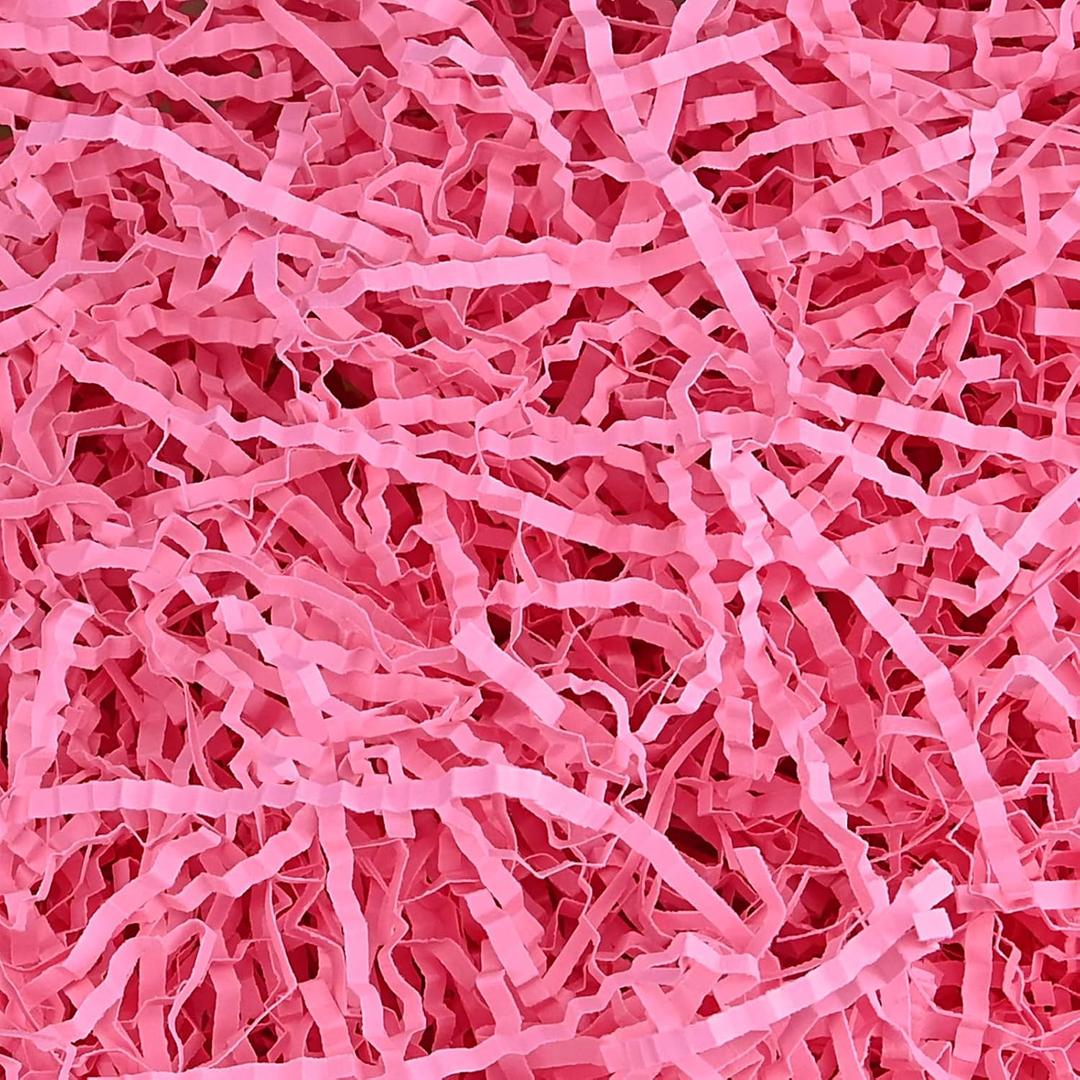 Raissily 1.5LB/700g Crinkle Cut Paper Shred Filler, Packing Grass Cushion Paper for Christmas Wedding Birthday Anniversary Valentine's Day Confetti Box Filling Wrapping Gift Decoration (Pink)