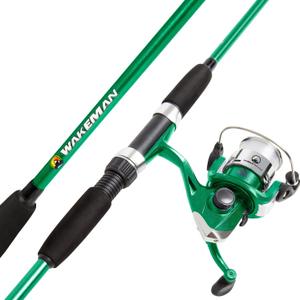 Wakeman Fiberglass Fishing Rod and Reel Combo – 2-Piece 65-Inch Medium Action Spinning Rod Set for Lake Fishing