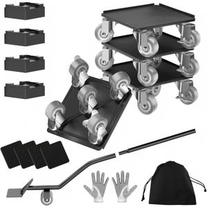 Furniture Dolly,Furniture Mover Pro Set,Furniture Lifter with 5 360 Rotatable Rubber Universal WheelsCarbon Steel Panel Furniture MoversMaximum Load 1500LBS. (Gray)