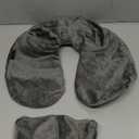 UROPHYLLA Inflatable Travel Pillow, Soft Velvet Inflatable Neck Pillow for Traveling, Airplanes, Train, Car, Office with Compact Bag, Breathable Washable Cover, Suit for Adults Sleeping - Grey (Size of Neck: 10.5''~16'')