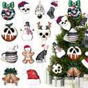 12 PCS Large Horror Christmas Decorations 3D Spooky Creepy Christmas Tree Picks Gingerbread Man Ghost Snow Prop Zombie Signs Lawn Outdoor Decor for Xmas Tree Topper Home School Office Vase Patio Dcor