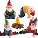 Miniature Garden Gnomes Ornament Outdoor, Resin Elf Statue, Funny Gnome Fairy Garden Accessories for Patio, Yard, Lawn or Home Garden Decorations, (5PK Yoga Theme)