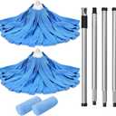 Matthew Microfiber Mop Compatible with Ceda Refill - Commercial Mop Replacement 54" Stainless Steel Handle with 2 Wet Mop Heads w/1 Handle Incl. 2 Pcs Blue Microfiber Cloth