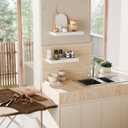 White 16 Inch Floating Shelves for Wall, 8 Inch Deep Floating Shelves Set of 2, Wall Shelves for Bathroom Over Toilet, Live Edge Shelf with Invisible Brackets for Bedroom, Home Decor