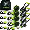 Umiro Heavy Duty Ratchet Straps with J Hooks 2" x 15' Ratchet Strap 10,000 Lbs Max Break Strength, Tie Down Ratcheting with J-Hook, Cargo Straps for Truck, Trailer, Moving (Fluorescent Green,4Pack)