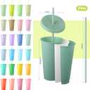Dandat 24 Pcs Tumblers Bulk 24 oz Plastic Tumblers with Lids and Straws Reusable Skinny Cups Plastic Tumbler Bulk Colored Cups with Lids and Straws for Parties Birthday Gifts (Colorful)