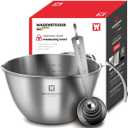 Mixing Bowl 1200ml/40.6oz & Measuring Spoon Set: Stainless Steel Measuring Bowls with Pour Spout & Handle/Multi-purpose Metal Bowl, Meal Prep, Baking Prep Kit Set (1200ml/40.6oz)