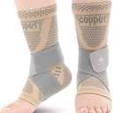 INDEEMAX Ankle Brace for Women & Men, Ankle Compression Sleeve Support Copper Infused Ankle Brace for Sprained Ankle, Plantar Fasciitis Sports, Achilles Tendonitis Pain Relief, Skin Silver, Medium